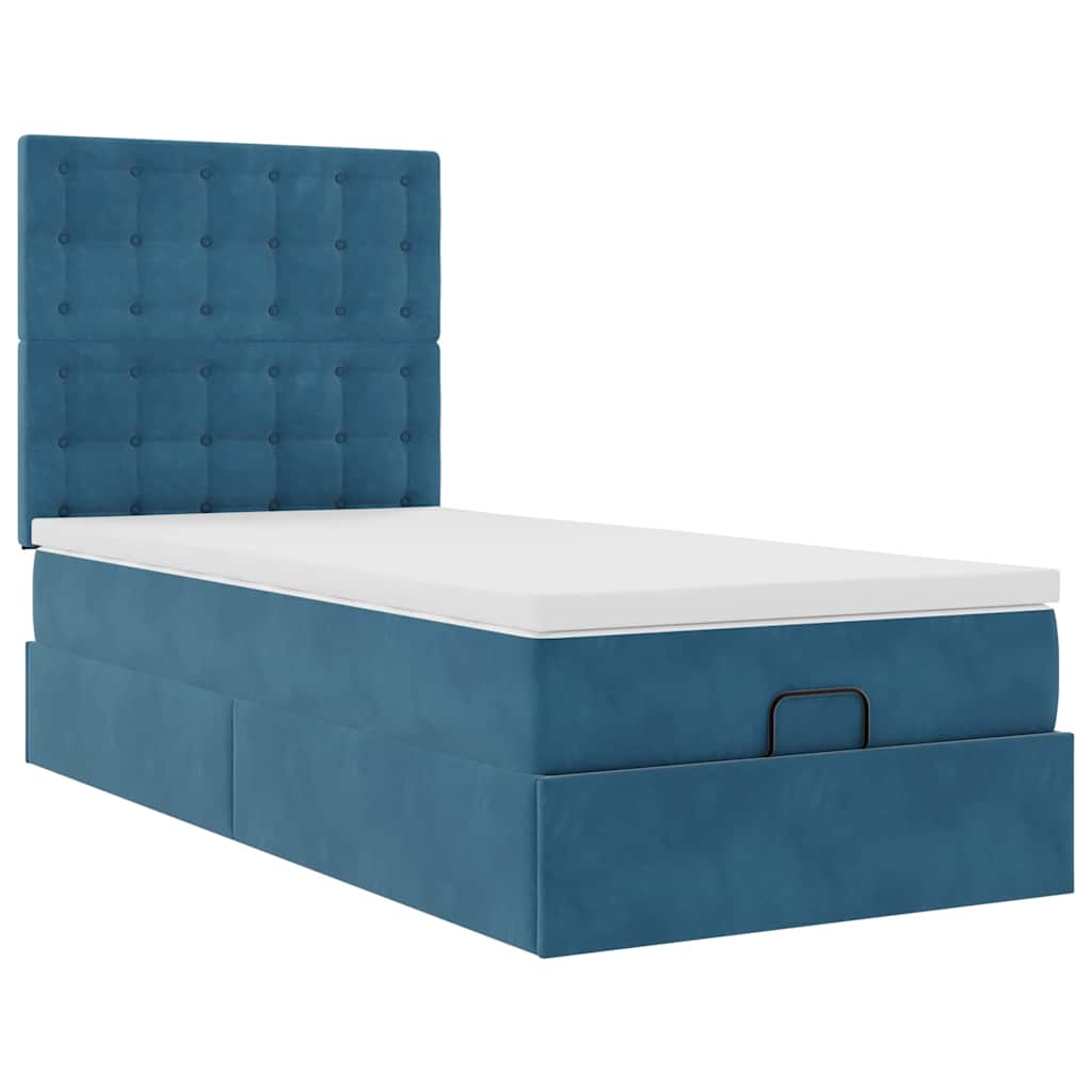 Ottoman bed met matrassen en LED's 80x200cm fluweel donkerblauw