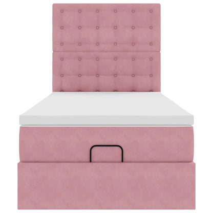 Ottoman bed met matrassen en LED's 80x200cm fluweel roze