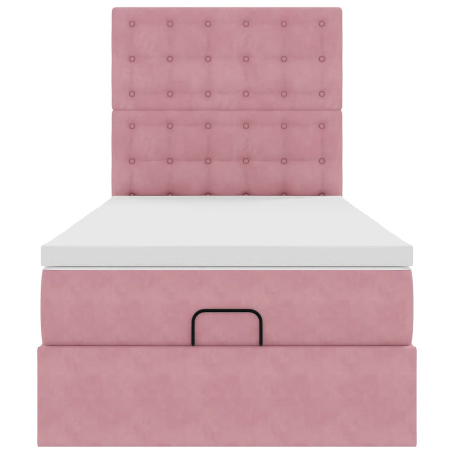 Ottoman bed met matrassen en LED's 80x200cm fluweel roze