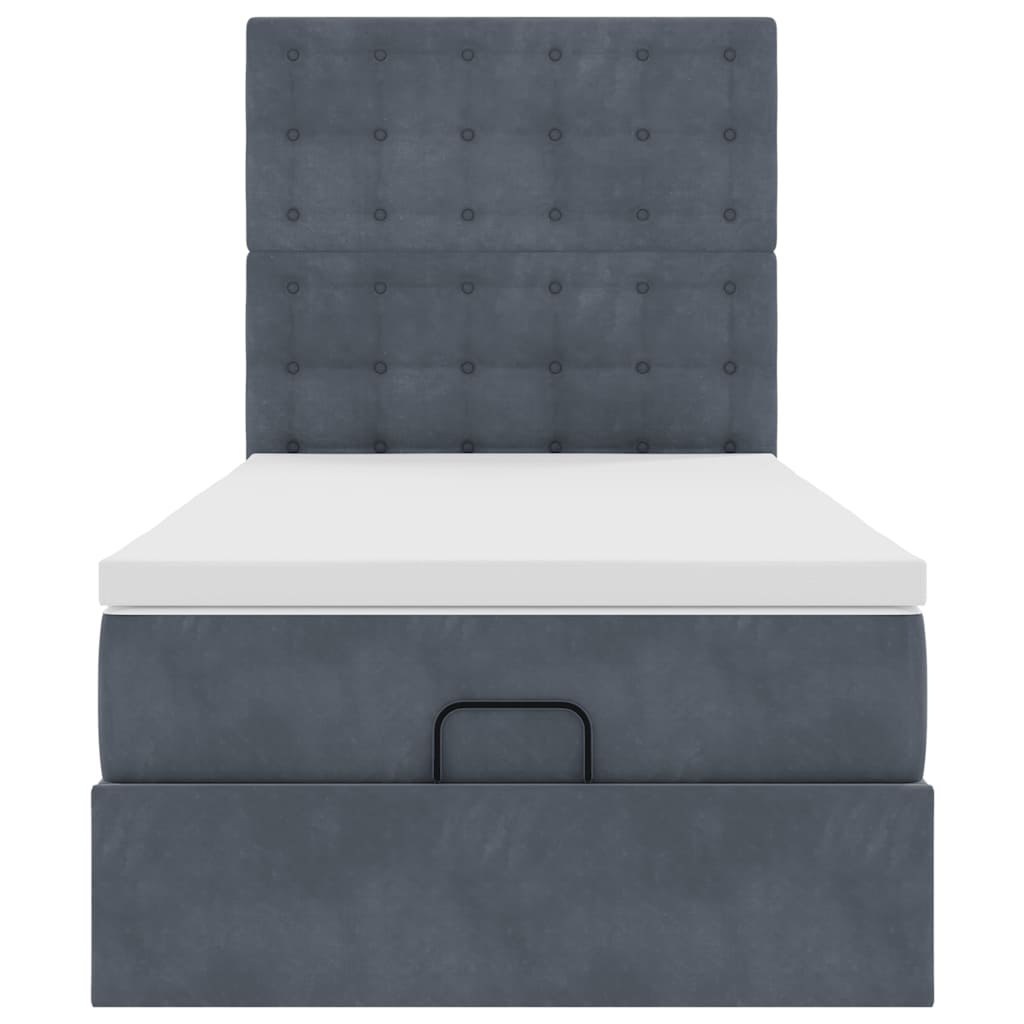 Ottoman bed met matrassen en LED's 90x190cm fluweel donkergrijs