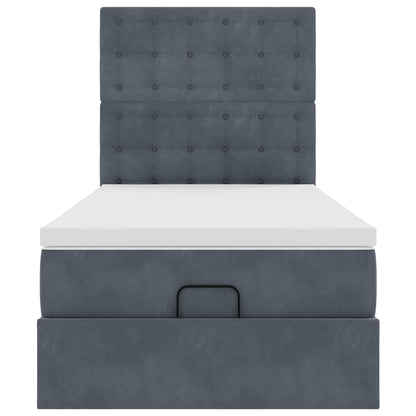 Ottoman bed met matrassen en LED's 90x190cm fluweel donkergrijs