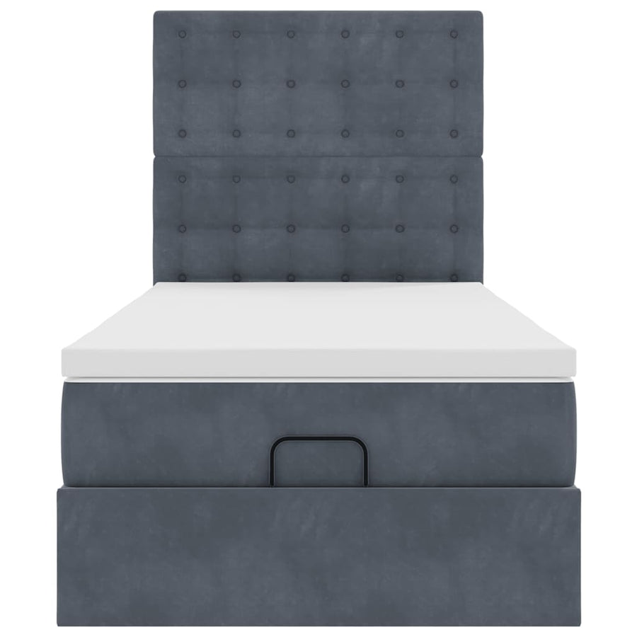 Ottoman bed met matrassen en LED's 90x190cm fluweel donkergrijs