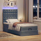 Ottoman bed with mattresses and LEDs 90x190cm velvet dark grey