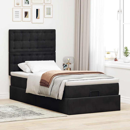 Ottoman bed met matrassen en LED's 90x190cm fluweel zwart
