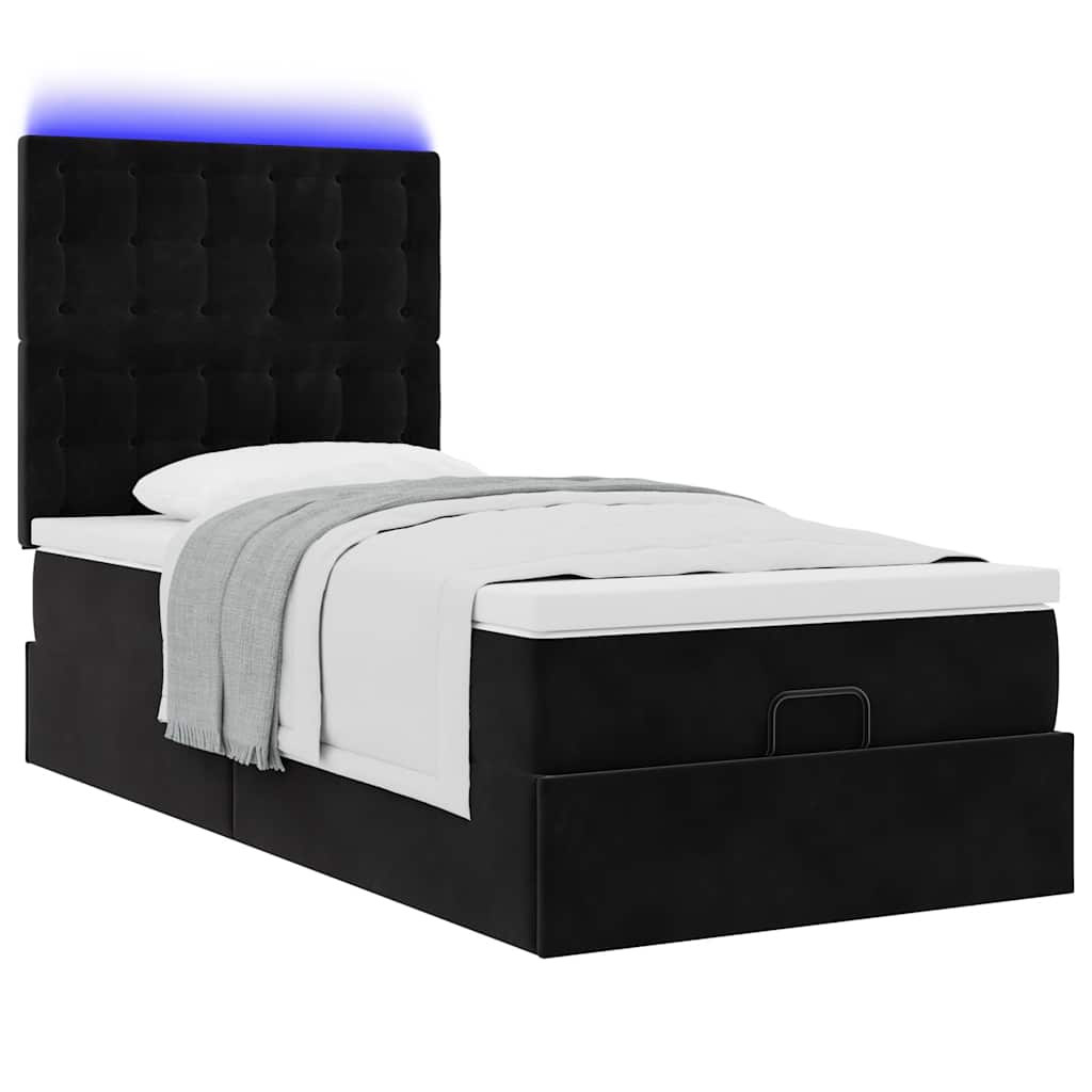 Ottoman bed met matrassen en LED's 90x190cm fluweel zwart