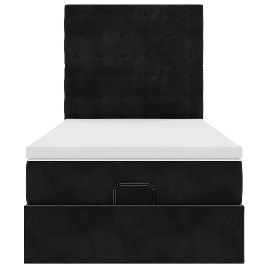 Ottoman bed met matrassen en LED's 90x190cm fluweel zwart