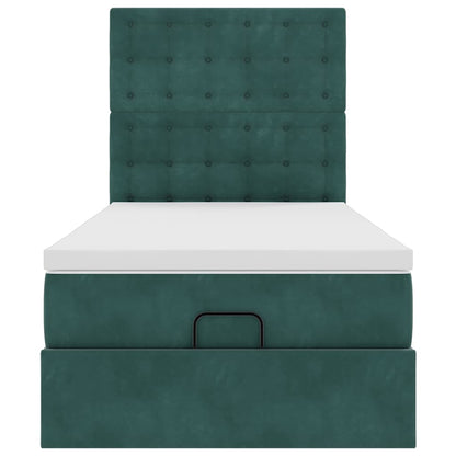 Ottoman bed met matrassen en LED's 90x190cm fluweel donkergroen
