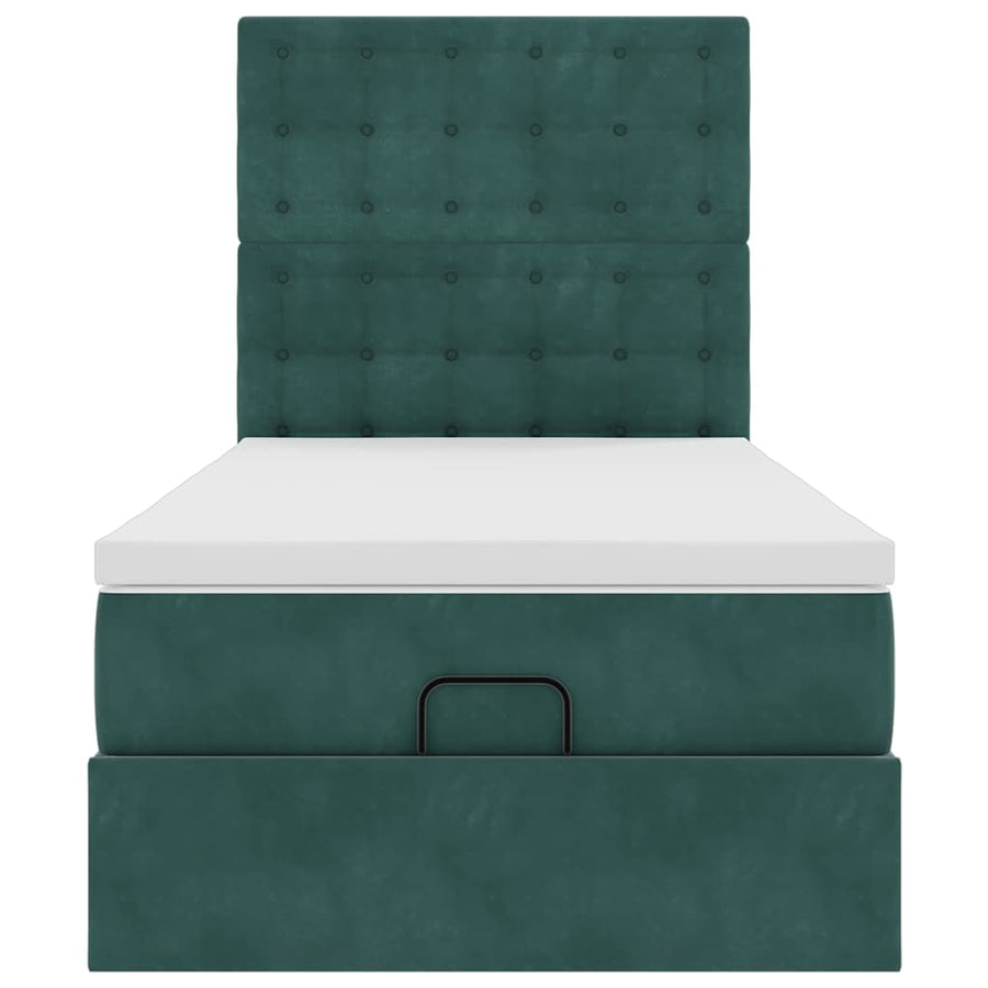 Ottoman bed met matrassen en LED's 90x190cm fluweel donkergroen