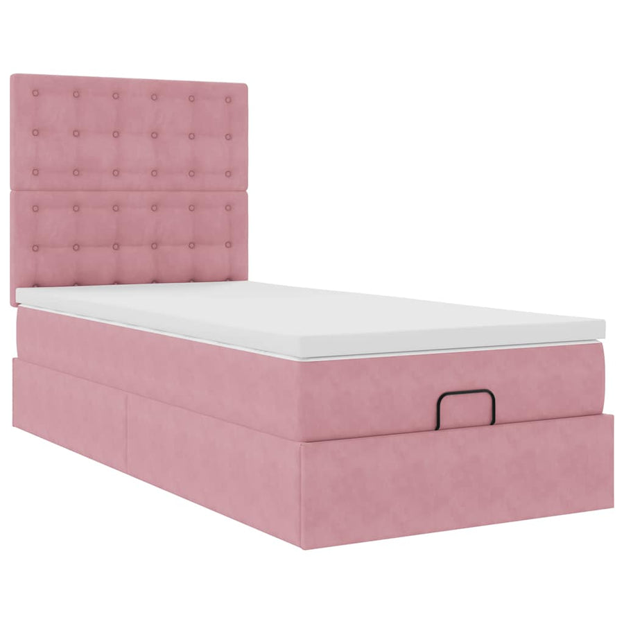 Ottoman bed met matrassen en LED's 90x190cm fluweel roze