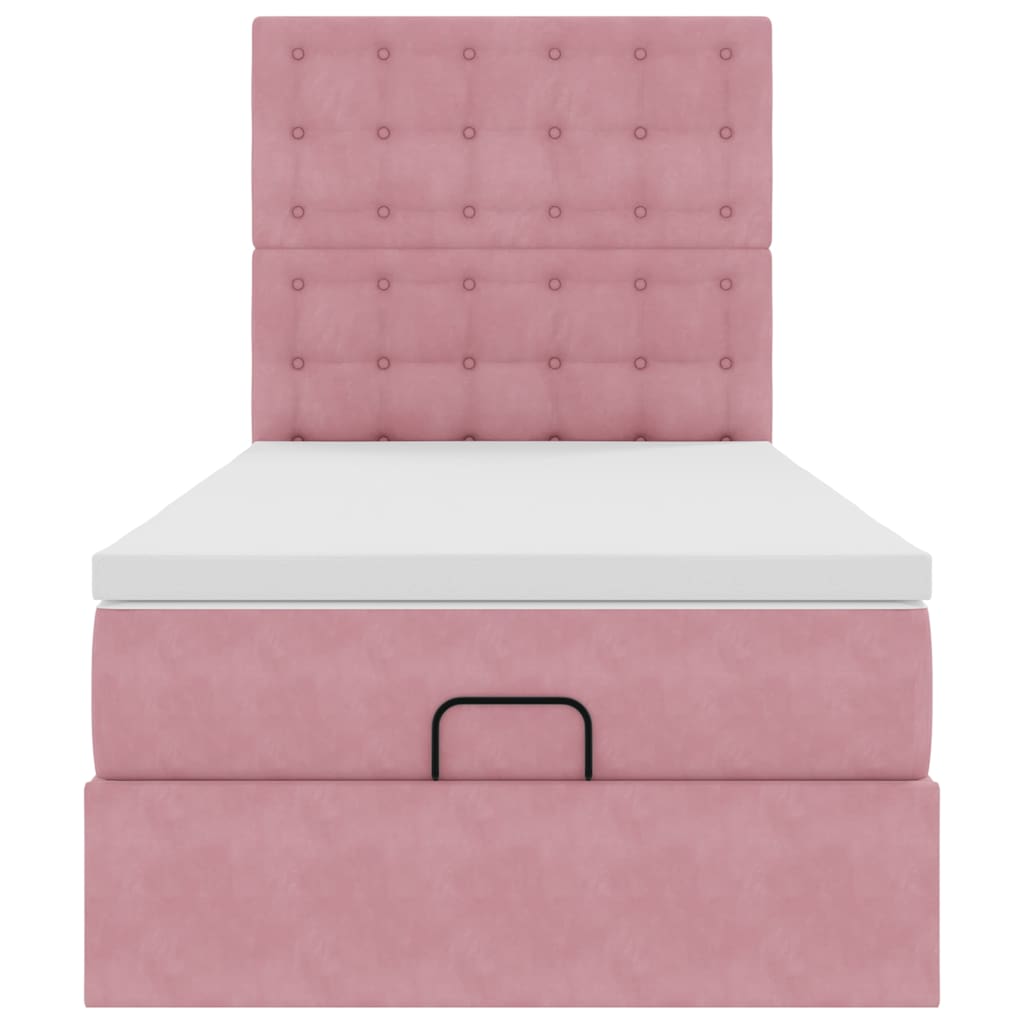 Ottoman bed met matrassen en LED's 90x190cm fluweel roze