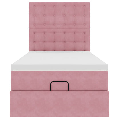 Ottoman bed met matrassen en LED's 90x190cm fluweel roze