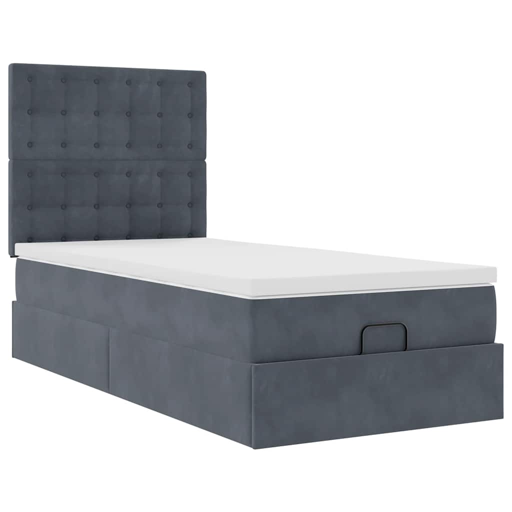Ottoman bed met matrassen en LED's 90x200cm fluweel donkergrijs