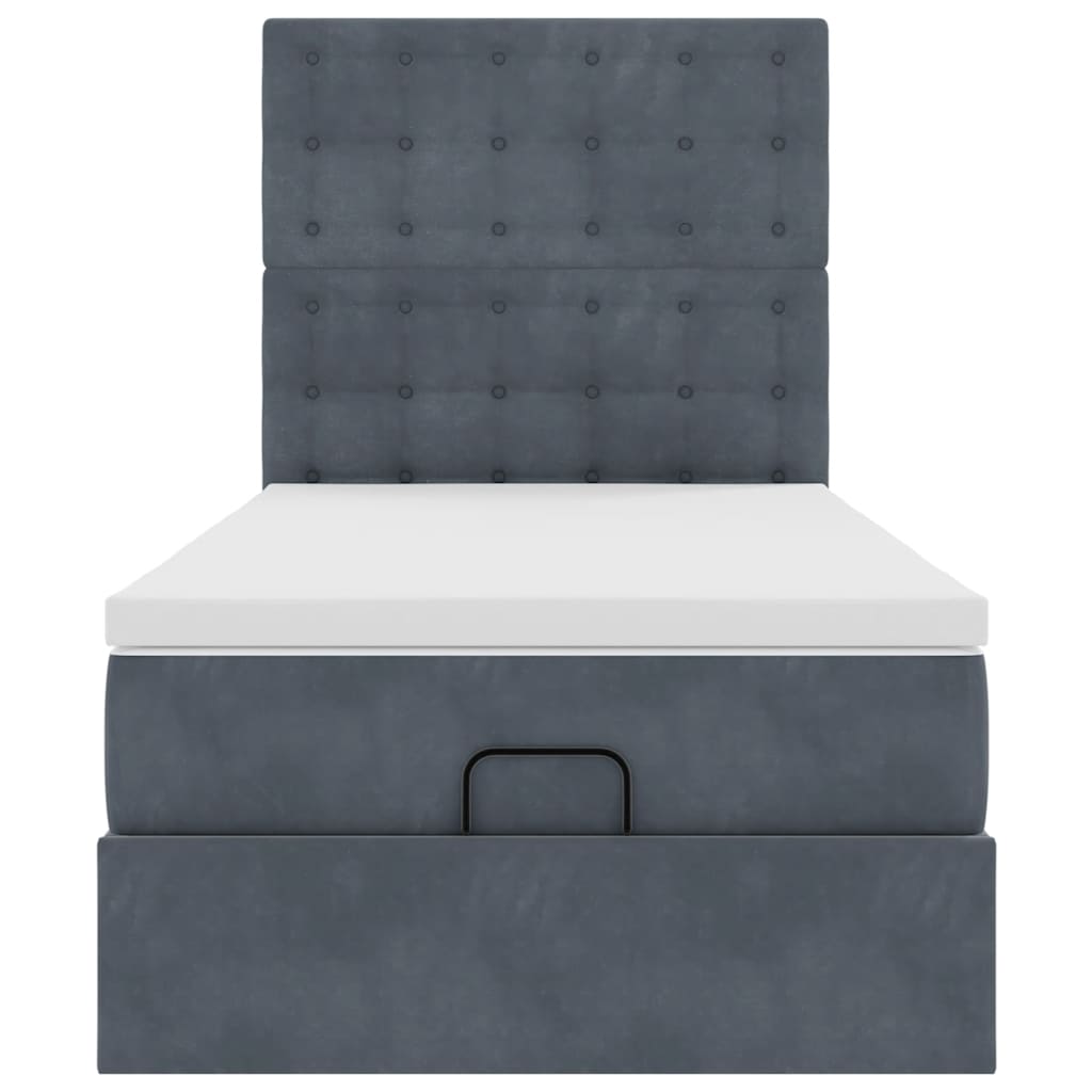 Ottoman bed met matrassen en LED's 90x200cm fluweel donkergrijs