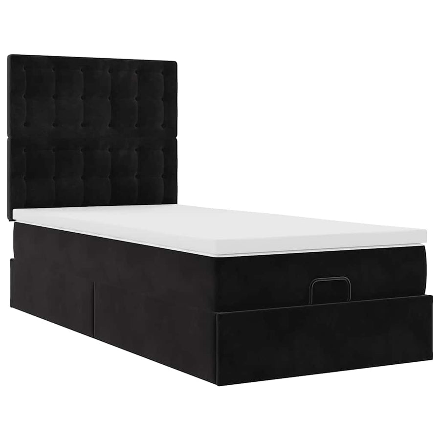 Ottoman bed met matrassen en LED's 90x200cm fluweel zwart