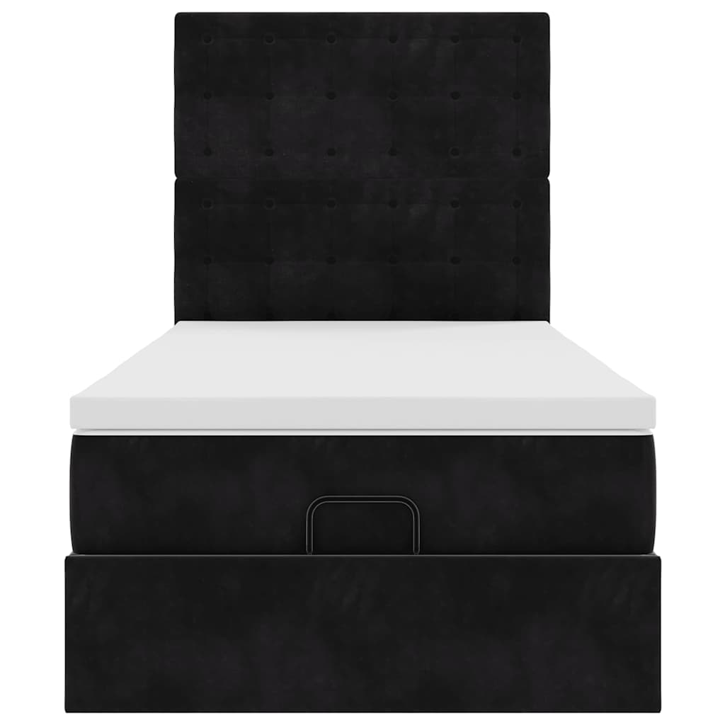 Ottoman bed met matrassen en LED's 90x200cm fluweel zwart