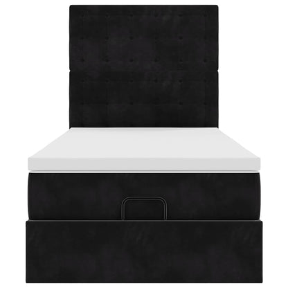 Ottoman bed met matrassen en LED's 90x200cm fluweel zwart