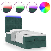 Ottoman bed met matrassen en LED's 90x200cm fluweel donkergroen