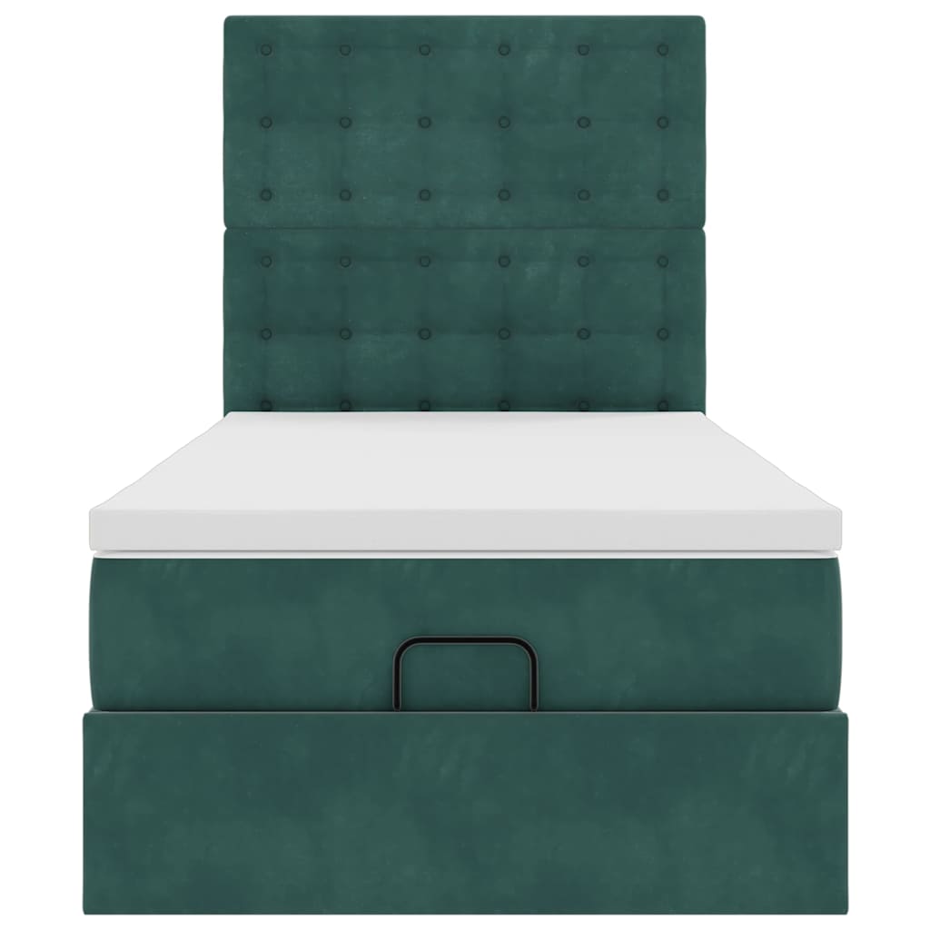 Ottoman bed met matrassen en LED's 90x200cm fluweel donkergroen