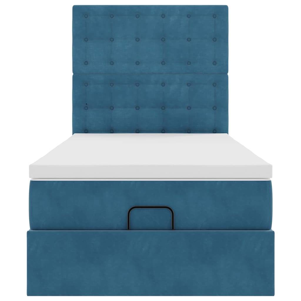 Ottoman bed met matrassen en LED's 90x200cm fluweel donkerblauw