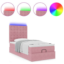 Ottoman bed met matrassen en LED's 90x200cm fluweel roze
