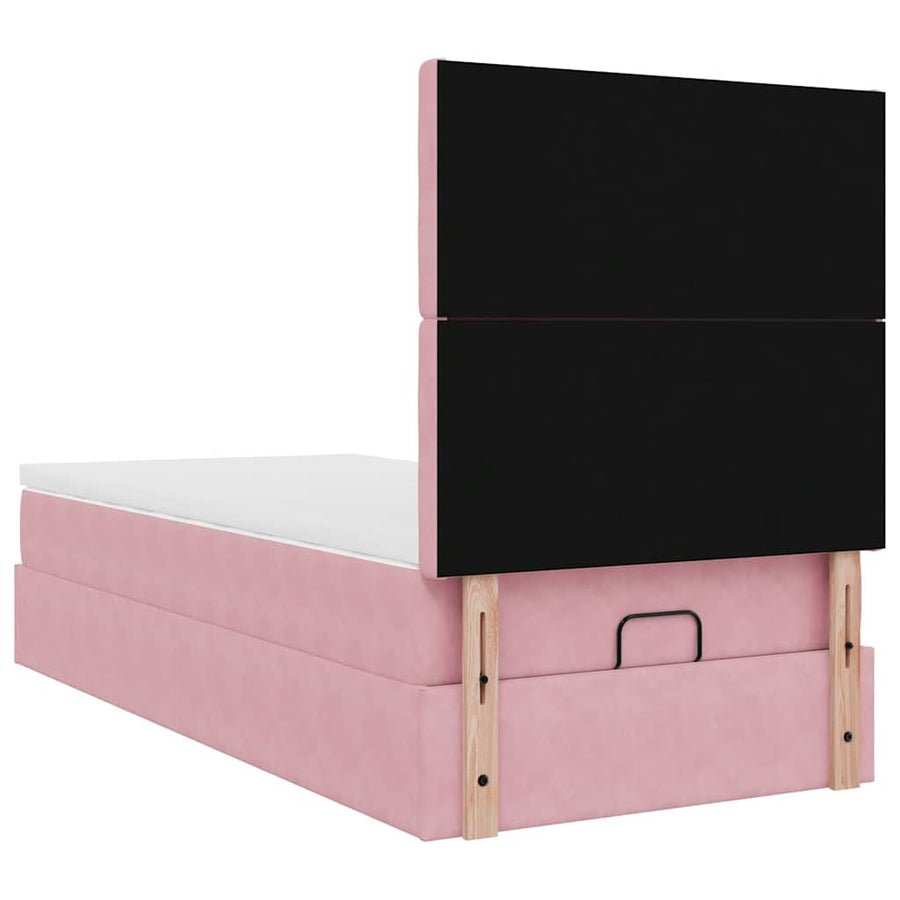Ottoman bed met matrassen en LED's 90x200cm fluweel roze