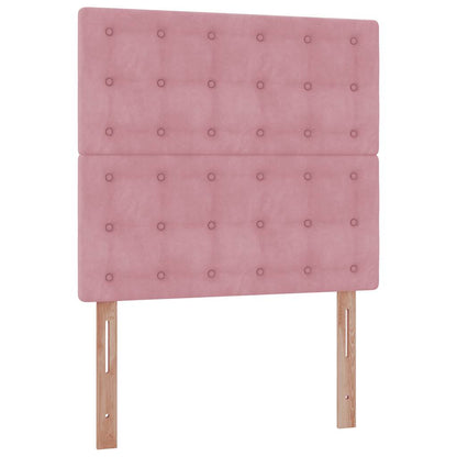 Ottoman bed met matrassen en LED's 90x200cm fluweel roze