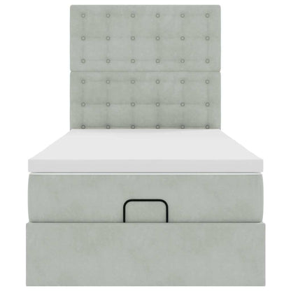 Ottoman bed met matrassen en LED's 100x200cm fluweel lichtgrijs