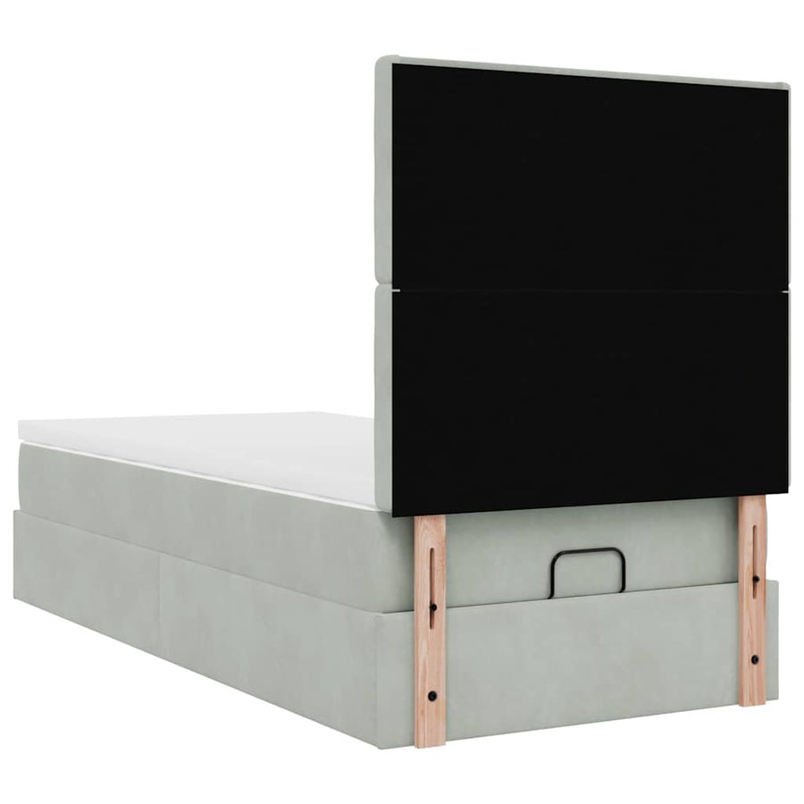 Ottoman bed met matrassen en LED's 100x200cm fluweel lichtgrijs