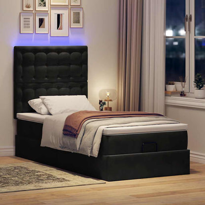 Ottoman bed met matrassen en LED's 100x200cm fluweel zwart