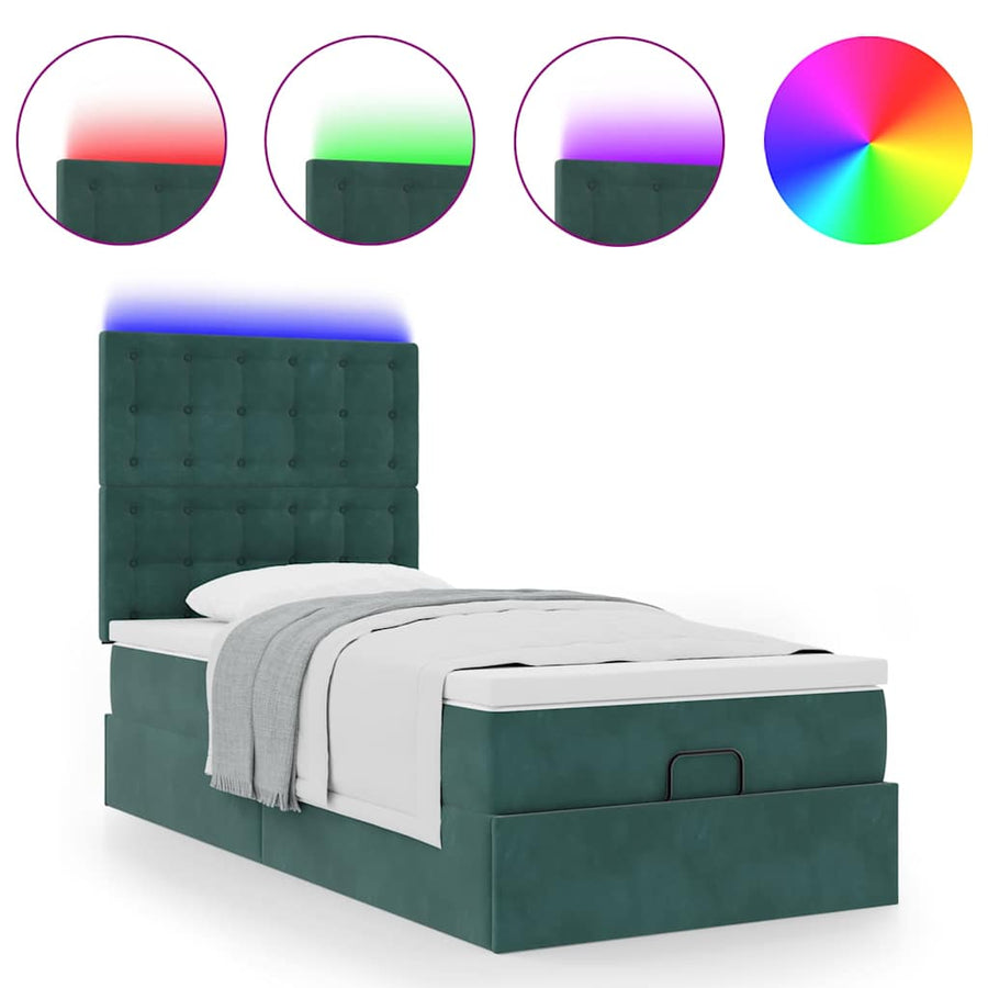 Ottoman bed met matrassen en LED's 100x200cm fluweel