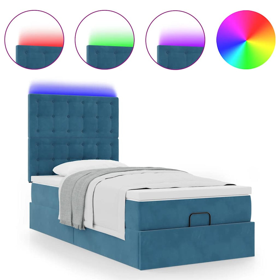 Ottoman bed met matrassen en LED's 100x200cm fluweel