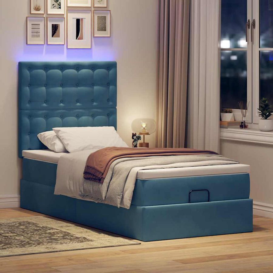 Ottoman bed met matrassen en LED's 100x200cm fluweel