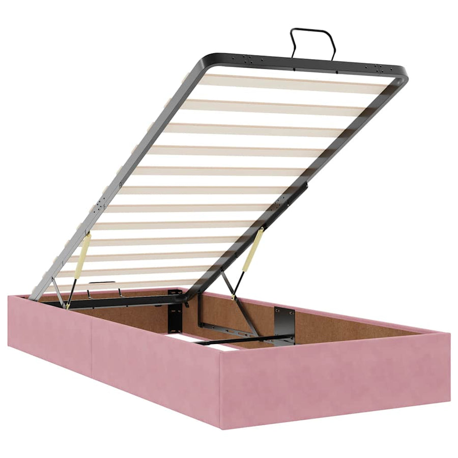 Ottoman bed met matrassen en LED's 100x200cm fluweel roze