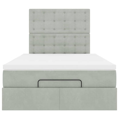 Ottoman bed met matrassen en LED's 120x190cm fluweel lichtgrijs