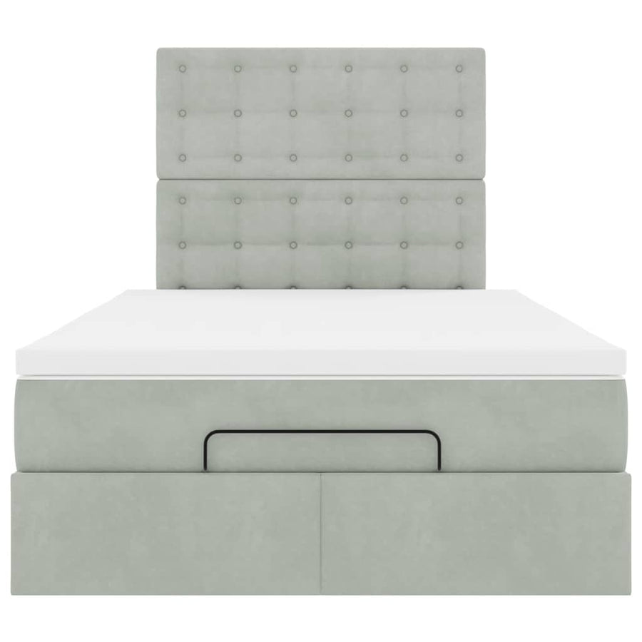 Ottoman bed met matrassen en LED's 120x190cm fluweel lichtgrijs