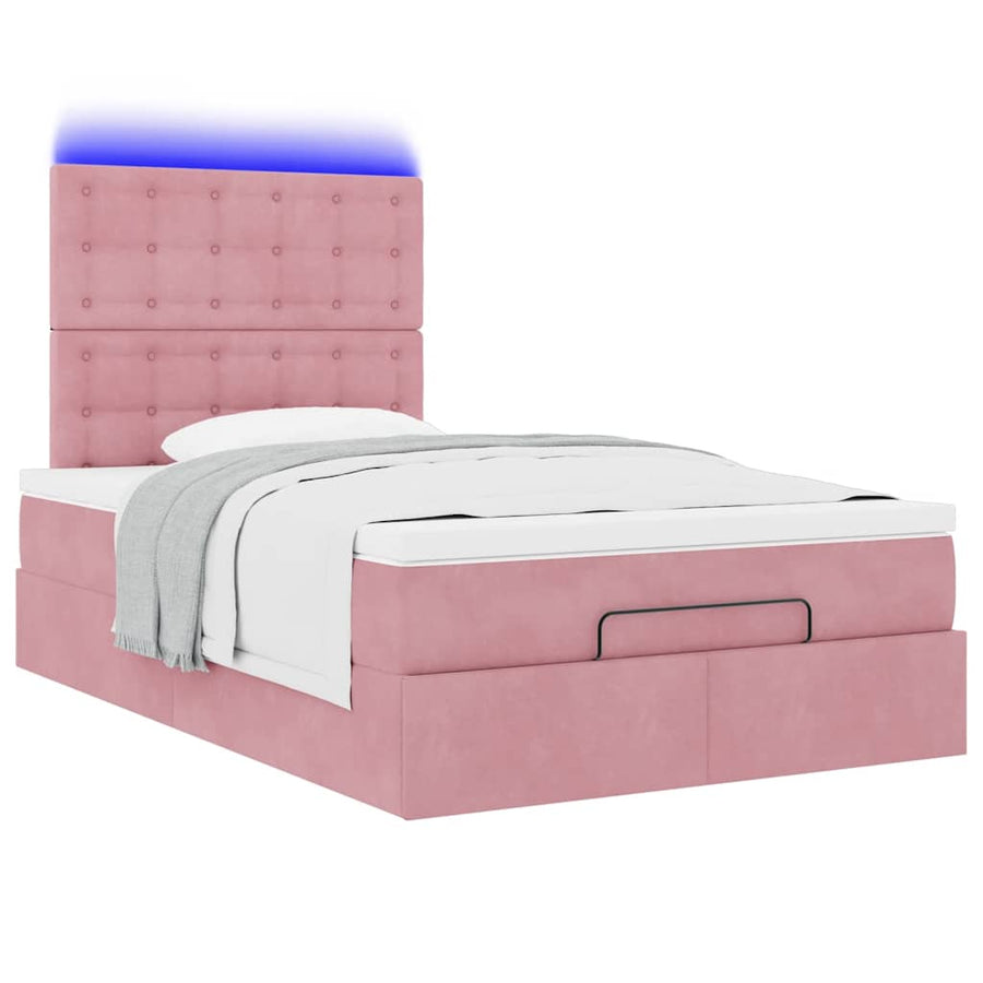 Ottoman bed met matrassen en LED's 120x190cm fluweel roze