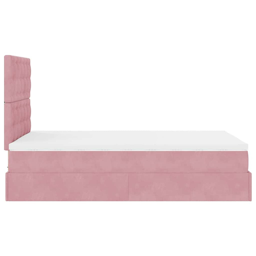 Ottoman bed met matrassen en LED's 120x190cm fluweel roze