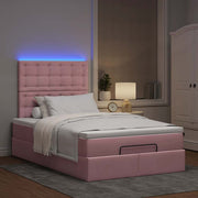 Ottoman bed 120x190 cm fluweel roze met opbergruimte