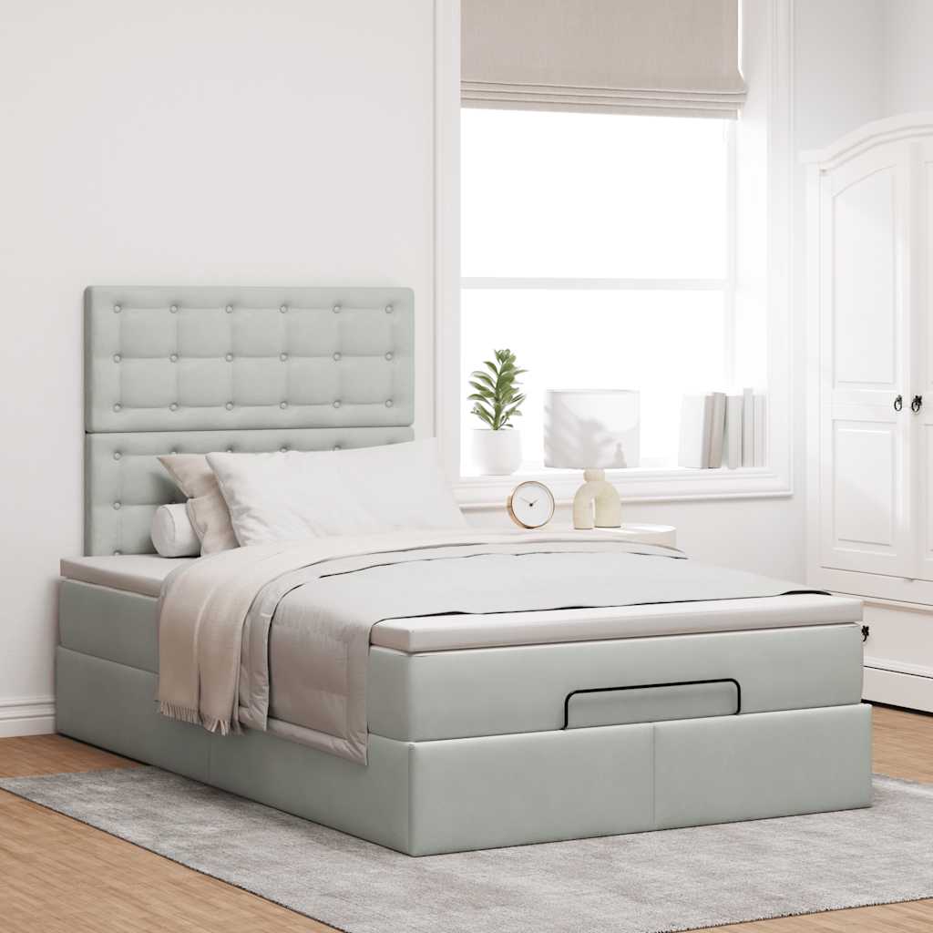 Ottoman bed met matrassen en LED's 120x200cm fluweel lichtgrijs