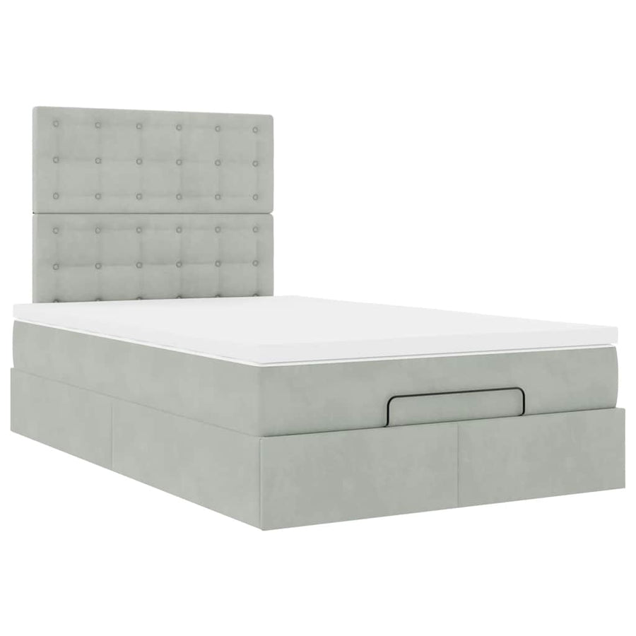 Ottoman bed met matrassen en LED's 120x200cm fluweel lichtgrijs