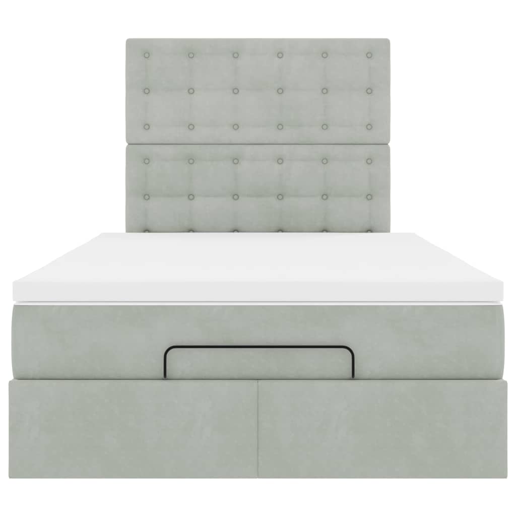 Ottoman bed met matrassen en LED's 120x200cm fluweel lichtgrijs