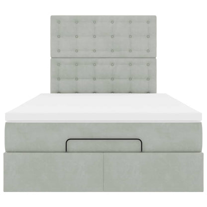 Ottoman bed met matrassen en LED's 120x200cm fluweel lichtgrijs
