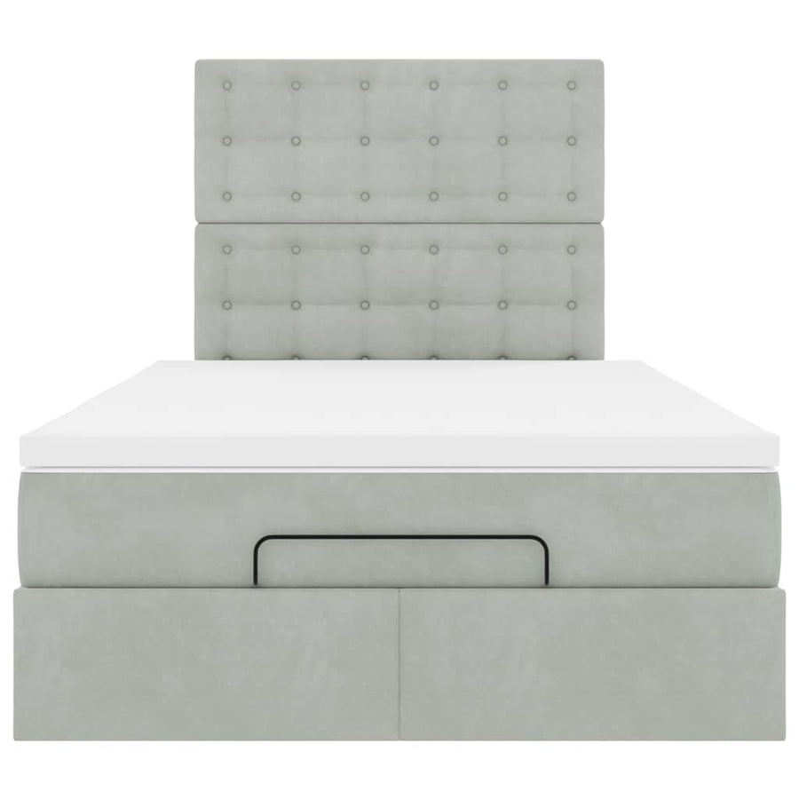 Ottoman bed met matrassen en LED's 120x200cm fluweel lichtgrijs