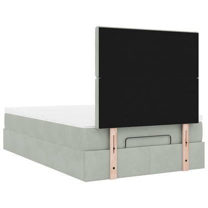 Ottoman bed met matrassen en LED's 120x200cm fluweel lichtgrijs