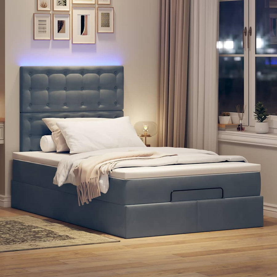 Ottoman bed met matrassen en LED's 120x200cm fluweel