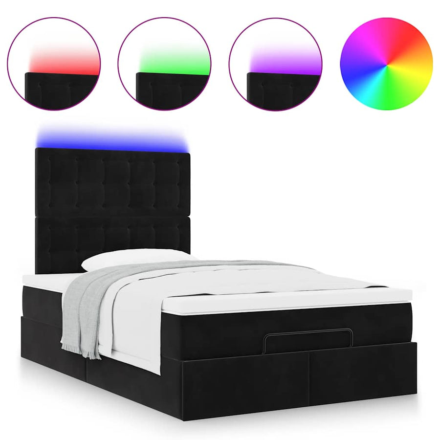 Ottoman bed met matrassen en LED's 120x200cm fluweel zwart