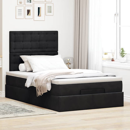 Ottoman bed met matrassen en LED's 120x200cm fluweel zwart