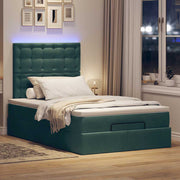 Ottomaans bed 120x200cm fluweel donkergroen met opbergruimte en LED