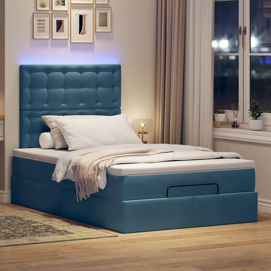 Ottoman bed met matrassen en LED's 120x200cm fluweel