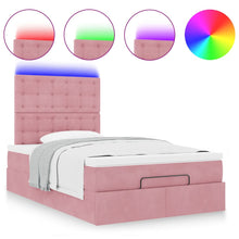 Ottoman bed met matrassen en LED's 120x200cm fluweel roze